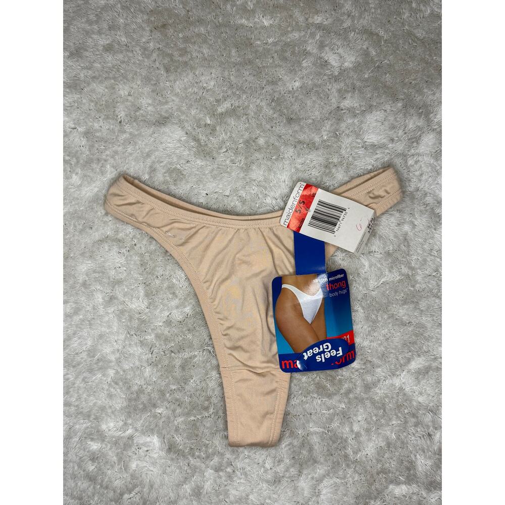 NWT Maidenform Nude Microfiber Thong Body Hugs Size 5 Small